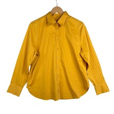NWT Chico's Womens No Iron Stretch Stripe Jacquard Yellow BD 2 | US Size 12 picture