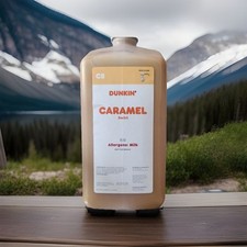 Dunkin Donuts Carmel Swirl Syrup Dunkin’ With New Pump 64 Oz Jug Bottle picture