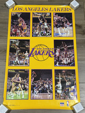 Vintage 1987 Los Angeles Showtime Lakers Starline Poster Magic Kareem 34.5 x 22 picture
