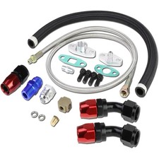 Turbo Charger Oil Drain Return Line Oil Feed Complete Kit For T3 T4 T70 T66 GT35 picture
