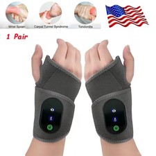 1 Pair Electric Heated Vibration Wrist Hand Massager Brace Carpal Pain Relief picture