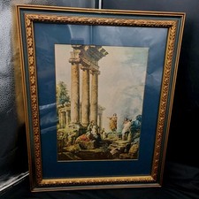 Vintage Giovanni Paolo Panini Saint PAUL PREACHING IN RUINS Print Framed Mat 17