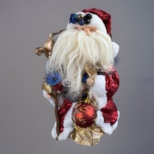 VTG Y2K Santa Claus Christmas Figure or Tree Topper 12” Ornament Gold Staff 90s picture