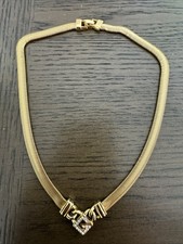 VINTAGE Givenchy Paris New York Gold Chevron Rhinestone Logo Necklace STUNNING picture