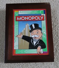 Monopoly Vintage Game Collection Edition Wooden Bookshelf Box Complete picture