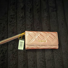 bebe Mauve Quilted Logo Trifold Wallet, Folding Credit Card Slots One Size picture