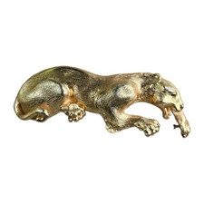 Vtg Christopher Ross 1985 Signed Panther-Jaguar Large Belt Buckle  Gold Plated picture