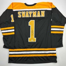 Autographed/Signed Jeremy Swayman Boston Black Hockey Jersey JSA COA picture