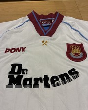 Authentic rare 1998-99 West Ham United white away jersey Pony Dr Martens Large picture