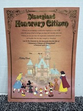 Vintage 1985 Disneyland Honorary Citizen Certificate Blank picture