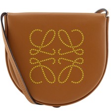 LOEWE Small heel pouch Shoulder Bag Pochette Brown Calfskin Women picture