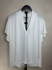 H&M White Blouse With V Neck Size L Semi Sheer. picture