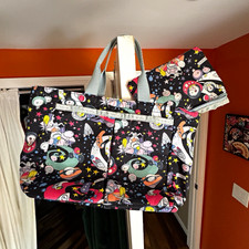 LeSportsac tokidoki Black Multi Large Tote Zip Lined Inner Pockets Pouch picture