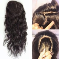 Hand Tied Silk Top Full Lace Wig Human Hair Deep Wave Silk  Base Wig Black Brown picture