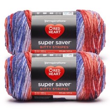 Firework Crochet Yarn 2-Pack - Red Heart Super Saver Bitty Stripes, Soft & Durab picture