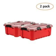 Husky 12 Gal. Waterproof Stackable Plastic Storage Container w/2 PACK  Red picture