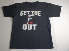 Original Vintage 2002 Get The F Out WWE WWF Wrestling T Shirt Size Large L Black picture