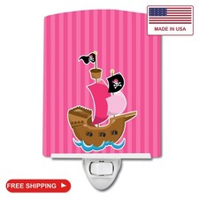 Caroline's Treasures BB8970CNL Pirate Ship Pink Ceramic Night Light Compact, UL- picture