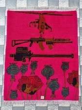 Afghan Hand Opium Flower War Rug Tribal Wool With Knotted  Wall Hanging  Rug picture