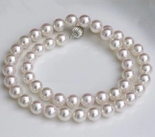 18 inch Gorgeous 10-11mm round south sea white pearl necklace 925 Sterling Silve picture