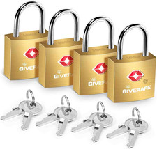 4 Pack TSA Approved Luggage Locks with Keys Travel Suitcase Padlock Copper Steel picture