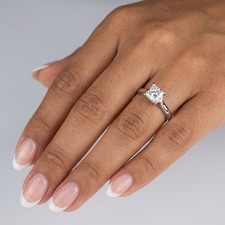 0.7 CT Natural Diamond F/VS2 Princess Cut 18K White Gold Classic Solitaire Ring picture
