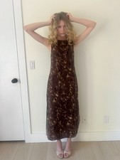 90s Saks Fifth Avenue Dress (6) brown vintage maxi silk tank boho chic sundress picture