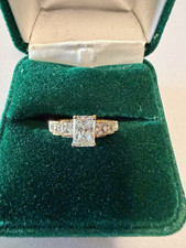 14k Yellow Gold Radiant White CZ Prong Cocktail Ring 7 Stones Size 5.5 picture