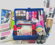 30 PC 80s COSMETICS- Maybelline Kissing Lips,Caboodles, Love's Baby, Eyeshadow picture