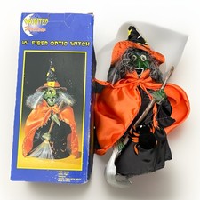 VTG 2001 Halloween Witch Fiber Optic Jack-o-lantern Decor With Spider &Box picture