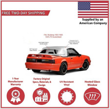 1983-90 Ford Mustang Convertible Soft Top w/ DOT Approved Glass Window, White picture