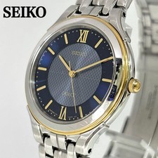 Seiko Dolche Quartz Dress Watch Blue Dial 33mm Stainless Steel Unisex picture
