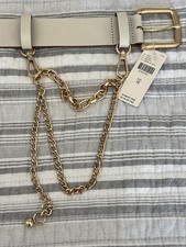 NWT Women’s Anthropology Belt Gold Accent Chain Size Medium (42”length) Beige picture