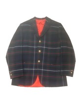 1969 Robert D. Gwynn Bespoke Wool Blazer Tartan Plaid Monogrammed Buttons picture