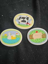 Lot of 3 Vtg 1983 Lillian Vernon Ceramic Tile Magnets Cow Pig Duck Farm Animals picture