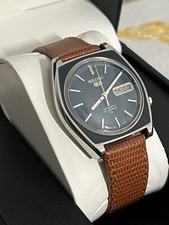 Seiko 5 7019 7380 Blue Dial Rare Case Day Date Automatic Vintage Feb 1976 Watch picture