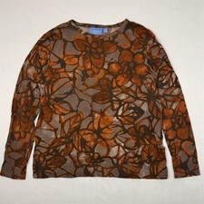 Simply Vera Vera Wang Womens Medium Abstract Print Cotton Long Sleeve Top Multi picture