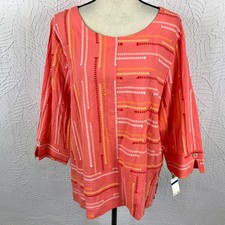 NWT Alfred & Dunner Tunic Top Shirt Size XL Orange 3/4 Sleeve Cotton Textured picture