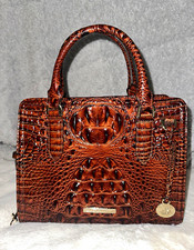 Brahmin Brown Crocodile Satchel Top Handle w/ Detachable Crossbody Strap picture