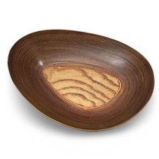 Vintage MCM Tapio Wirkkala Ribbed Birch Wood Asymmetrical Bowl Brown Organic picture