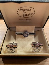 Vintage Royal Canadian Air Cadets Cufflinks & Tie Clip Set 1984 IACE Exchange Bo picture