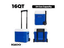 Igloo 16 Qt Laguna Cooler w/ Wheels Hard Side Ice Chest Portable Blue picture