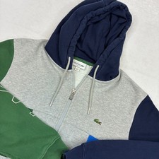 Lacoste Full Zip Hoodie Mens L Multi Colorblock Classic Fit FA13751 Sweatshirt picture