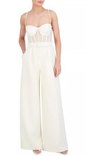 BCBGMAXAZRIA women's Ivory Belted Jumpsuit - size 12 - retail $398 picture