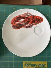 Vintage Italian Majolica Lobster Plate 10” w/ Dipping Sauce Cup Made Italy picture