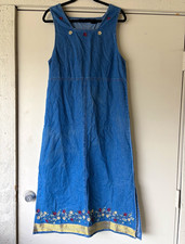 Vintage Aspen Collection Denim Maxi Dress Floral Embroidery Cottagecore picture