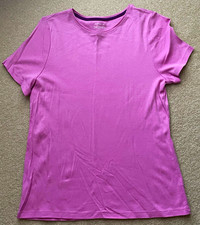 Talbots Womens Petite L/P Cotton Knit Crew Neck Short Sleeve Tee Purple picture