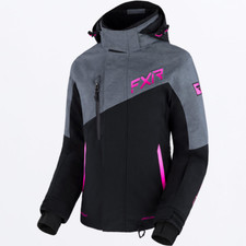 Open Box FXR Womens Edge Snowmobile Jacket Black/Grey Heather/Raspberry Size 2 picture