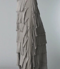 Scandal Italy Maxi Skirt Layered Silk Ruffle Taupe Whimsical Ethereal Boho Fairy picture