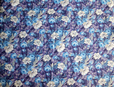Vintage Peter Pan Cotton Floral Flower Quilting Fabric Purple, Blue 2 Yards picture